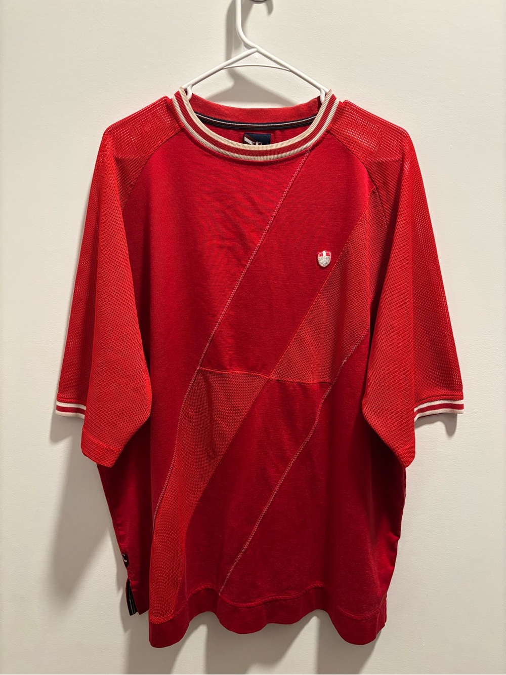 Phat Farm Red Short-Sleeve Athletic Tee with Contrast Collar